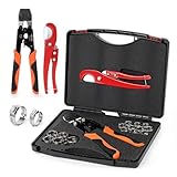 KF CPTEC PEX Clamp Tool Kit with Pipe Cutter, Ratcheting PEX Cinch Tool for 3/8