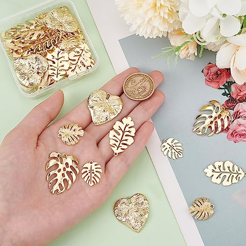 PH PandaHall 35Pcs Monstera Leaf Charms - Image 3