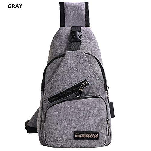 Bolso Bandolera de poliéster para Hombre Bolso Bandolera Cruzada en el Pecho con Puerto de Carga USB