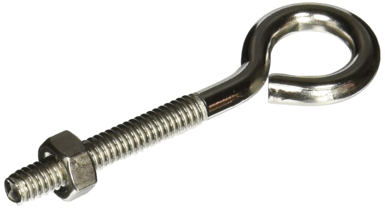 Perno con ojo 1/4" x 3" inoxidable para sujeción de cables y muros