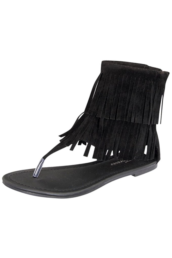 Forever Link Womens Anika-56 Faux Nubuck Leather Winged Gladiator Sandal