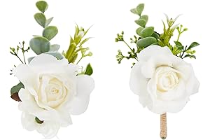 Meldel Corsage and Boutonniere Set: Ivory Perfection for Prom and Weddings