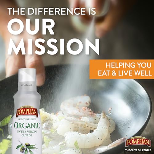 Image of Pompeian Smooth Organic Extra Virgin Olive Oil Spray - 5 fl oz | No Propellants - First Cold Pressed Olive Oil for Cooking - Delicate Flavor for Salads, Pasta, and Drizzling