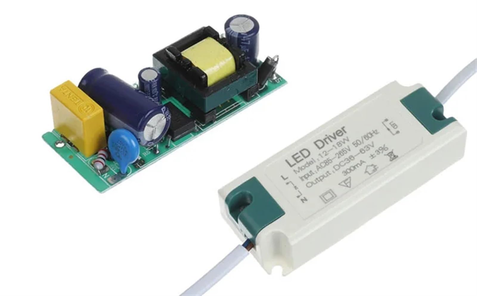 FCARUMIQP Constant Current LED Light Driver for 3W 5W 7W 9W 10W 12W 15W 18W 20W 24W for Down Panel Flood(12-18W DC36-63V)