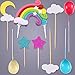 15 Pieces Rainbow Cake Decorations Rainbow Cake Toppers for Birthday Decorations Wedding Party Favors Supplies
