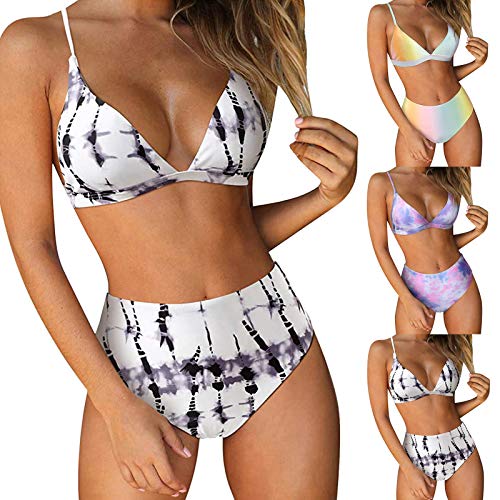 Super Push Up Bikini Top Sea Angel Swimsuit Crochet Tankini Top Colorful One Piece Swimsuits for Women Sexy Long Swimsuit Cover Up Plus Size (Blue 3,L)