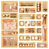 【Make Everything Organized】These clear versatile drawer dividers trays are perfect for any place in your home. Fit all kinds of drawers, such as vanity / bathroom / kitchen / office drawers/ craft room, ideal for organizing cosmetics, makeup tools, h...