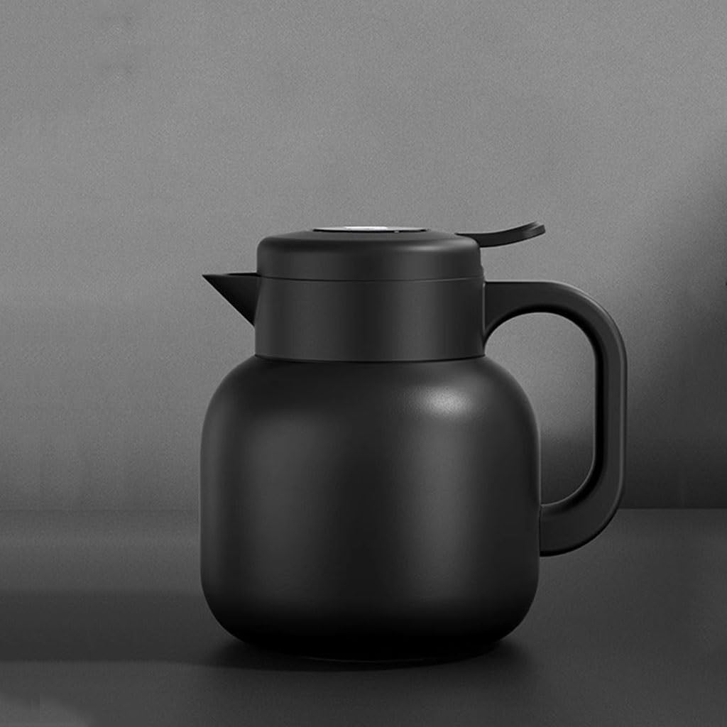 Tetera térmica aislante, cafetera de acero inoxidable de doble pared con botón de presión, jarra de líquido caliente de 1,5 L para café y té