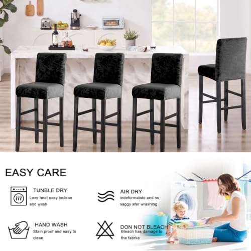 Image of FUANGUI Bar Stool Covers Set of 4, Stretch Bar Stool Seat Covers | Washable Removable Bar Chair Covers with Backs Slipcovers, Bar Chair Covers Square for Kitchen Dining Room Cafe