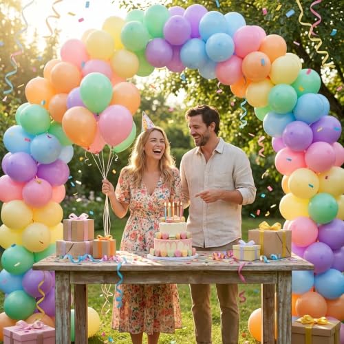 Image of Pastel Balloons Arch Kit,130pcs Different Sizes Rainbow Balloons Garland