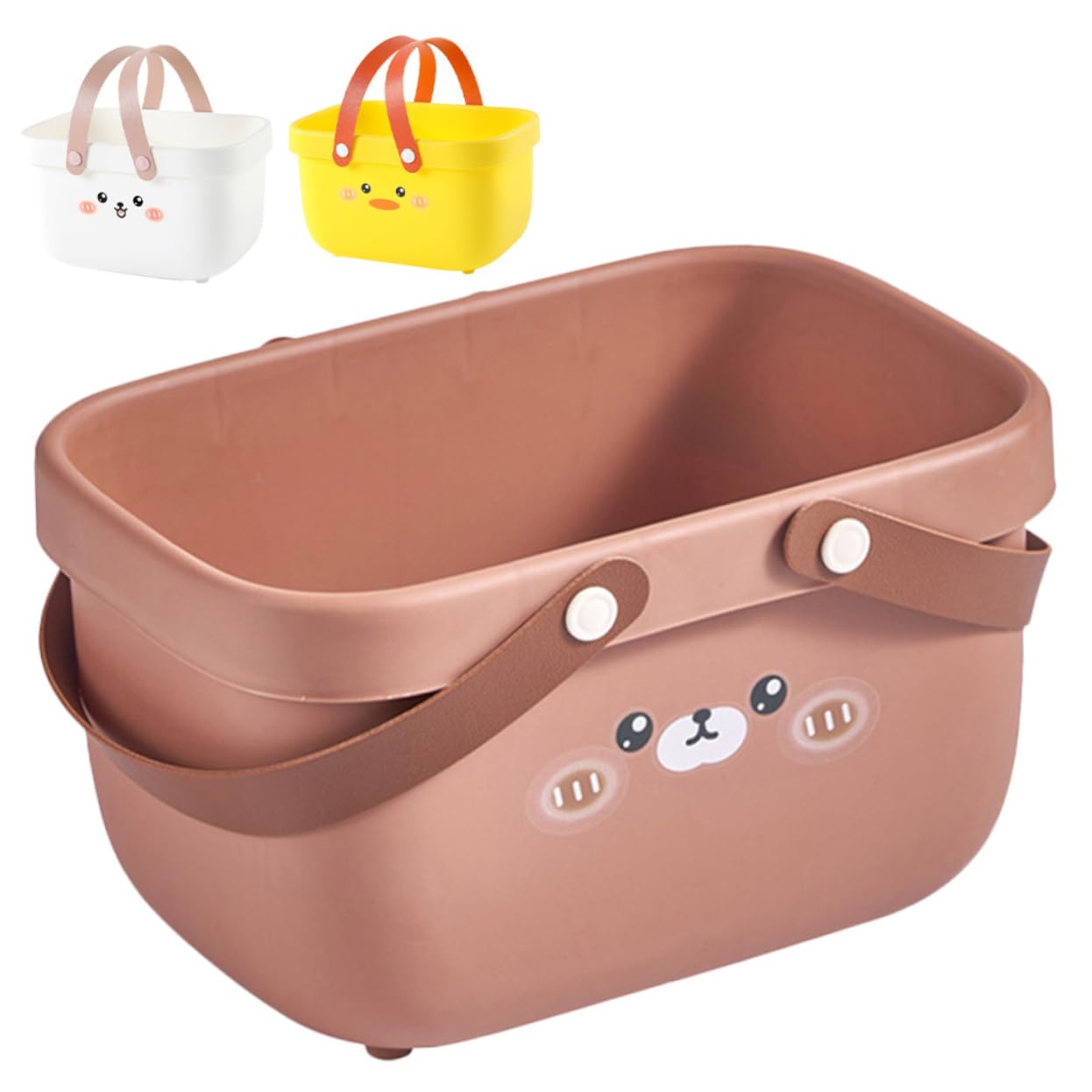 Panier de rangement en PP lot de 3 avec poignée en cuir pour organiser la maison