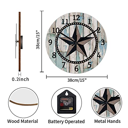 Reloj de Pared Redondo 15 pulgadas de Madera Estilo Antiguo miniatura 2