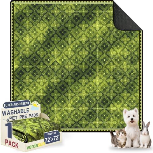 Image of Washable Pee Pads for Dogs, Reusable Puppy Potty Training Pads, Ultra-Absorbent Thick Waterproof Leak-Proof Non-Slip Pads & Mat for Crate, Playpen, Floor, Whelping & Housebreaking , 1 Pack 72 inchx72 inch