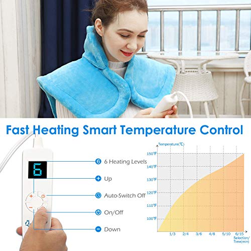 Large Heating Pad for Back and Shoulder Pain Relief Electric Heat Pad for Cramps Pain Heating Wrap with Auto Shut Off and 6 Heat Settings Hot Pad with Fast-Heating Technology Dry/Moist Heat Therapy - Thumbnail 6