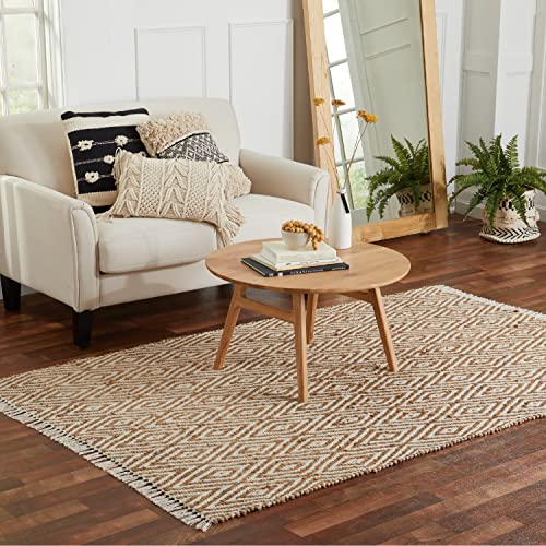 Pebble & Crane - Durham Rug - Woven Throw Rug - Jute And Cotton - Area Rug For Kitchen, Living Room, Bedroom, And More - Solid Trim - 27” X 45” - Natural And Beige #TOP7