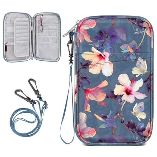 Fintie Soporte para Pasaporte Familiar para Viajes, 6 Personas, Gran Capacidad, Bloqueo RFID, Organizador de Documentos de Viaje, Bolsa de Mano con Soporte para bolígrafos, Llavero, Tarjetas de