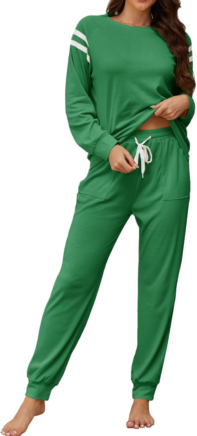 YAHESHION Women's Pajamas Set Soft 2 piece Loungewear Long Sleeve & Long Pants Pj Set with Pockets for Women