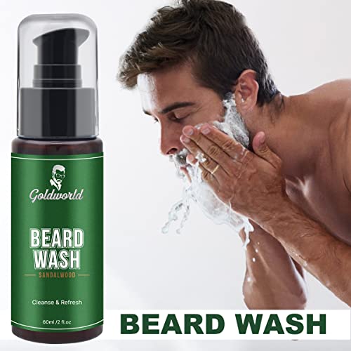 Beard Kit,Beard Growth Grooming Kit W/2 Pack Beard Oil & 2 Pack Beard Balm,Christmas Stocking Stuffers Gifts Forfor Men Him Husband Dad Boyfriend,Shaving Kit W/Beard Wash Comb Brush (Sandalwood) #TOP3