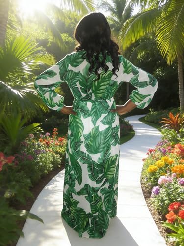 Image of Nuofengkudu Womens Chiffon Deep V-Neck Maxi Dress Summer Boho Dresses(S-5XL)