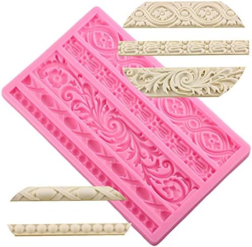 CRAFTIAL CURVE AJH DIY Sugarcraft Cake Border Decorating Frame Silicone Mold Baroque Scroll Relief Fondant Candy Clay Chocolate Gumpaste Molds, 20L x 12W x 2H cm