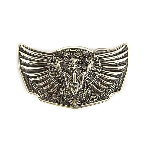 Solid geman silver belt buckle Eagle with sword, handmade heraldic eagle buckle, sword winged heraldry falcon with trident belt buckle