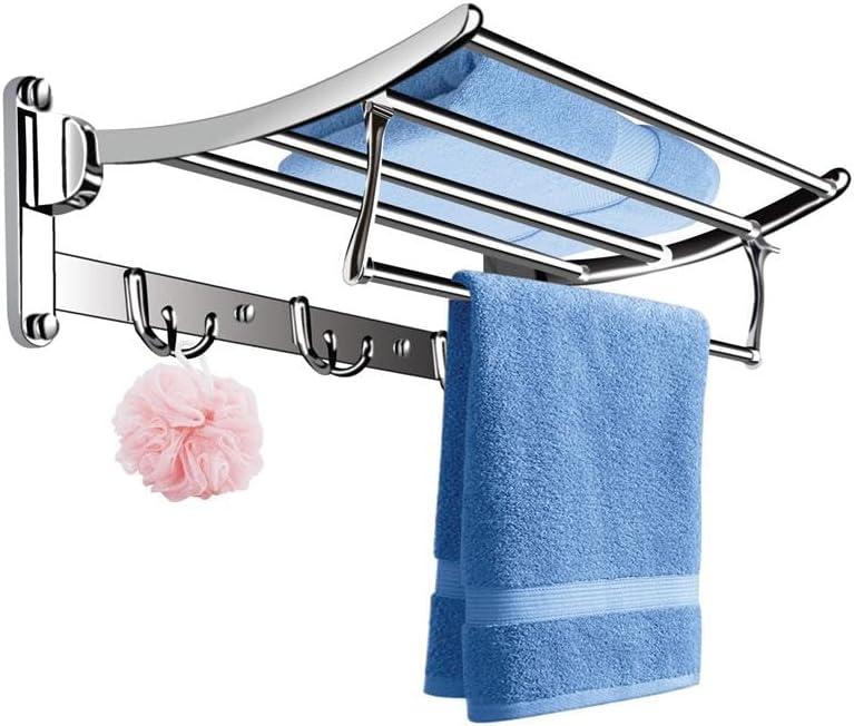 - Classic Stainless Steel Folding Towel Rack for Bathroom | Towel Stand | Towel Hanger | Bathroom Accessories (18 Inch)