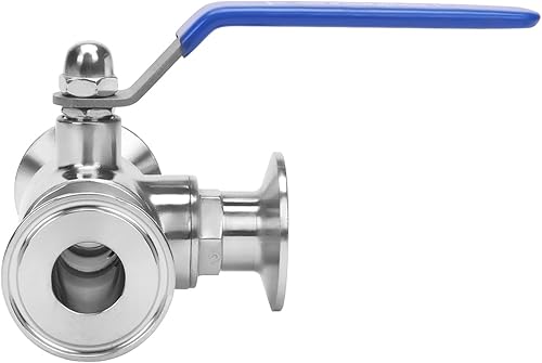 Miniatura 8 de DERNORD Válvula de bola sanitaria de 3 pulgadas, válvula de bola de 3 vías T-Port de acero inoxidable 304, revestimiento de PTFE (tubo de 3 pulgadas