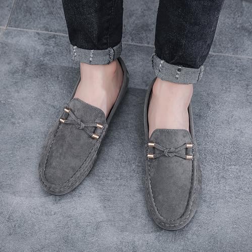 Men's Suede Leather Moccasins Penny Loafers Casual Round Toe Slip On Gommino Flat Driving Shoes Lightweight Comfort Dress Boat Shoes4