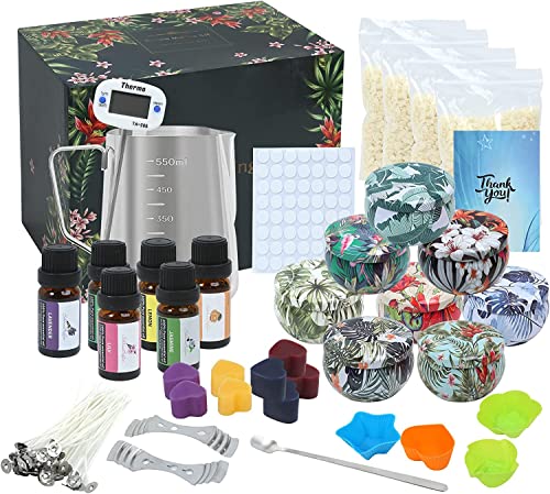 Candle Making Kit, Soy Diy Candle Making Kit For Adults Kits Beginners Including Soy Wax Wicks, Essential Oils Dyes, Melting Pot，Perfect Festival Diy Scented Candle Gift For Adults, Beginners, Kids #TOP8