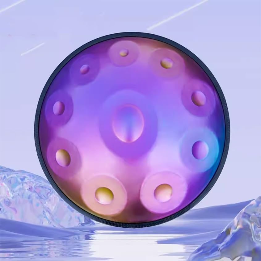 Bęben Handpan 432 Hz 10 Nut 22 Cale „Purple Performer” w Tonacji D Kurd Minor ze Stojakiem na Handpan, Etui na Handpan, Trwałymi Młotkami I Bezpyłową Ściereczką