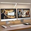 APMIEK LED Desk Lamp for Home Office, Remote Control LED Desk Light with Color Changing Dimmable Computer lamp with Flexible Gooseneck, 24W, Double Head, White