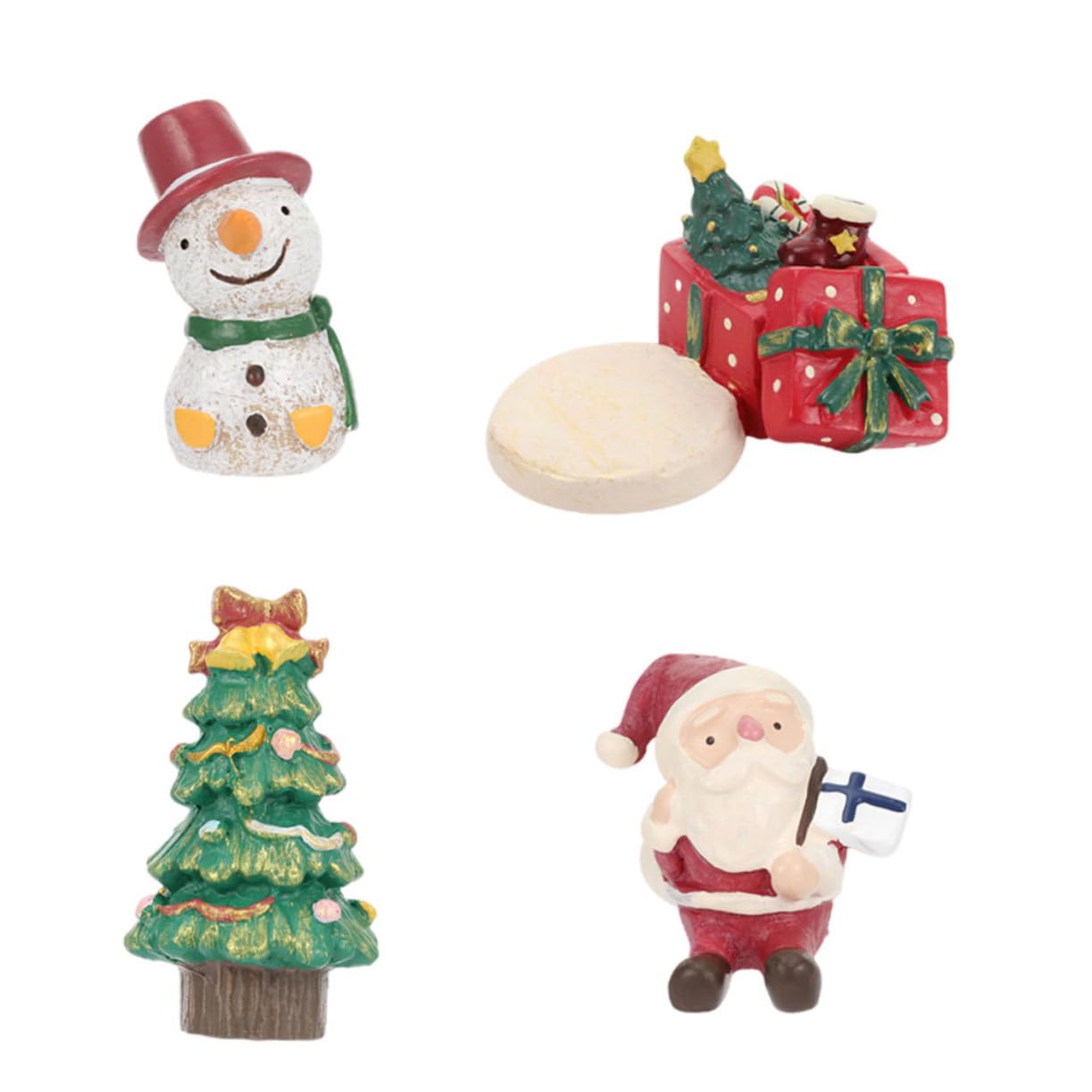 Didiseaon 4pcs Xmas Micro Landscape Ornaments Creative Resin Craft Adornments Unique Holiday Decor for Festive Atmosphere Lovely Xmas Scene Accessories for Party Decorations Random Style