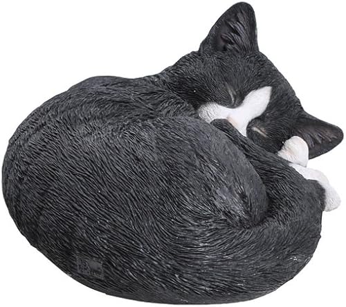 Miniatura 4 de Hi-Line Gift Ltd Estatua dormida de gato acostado, negro/blanco