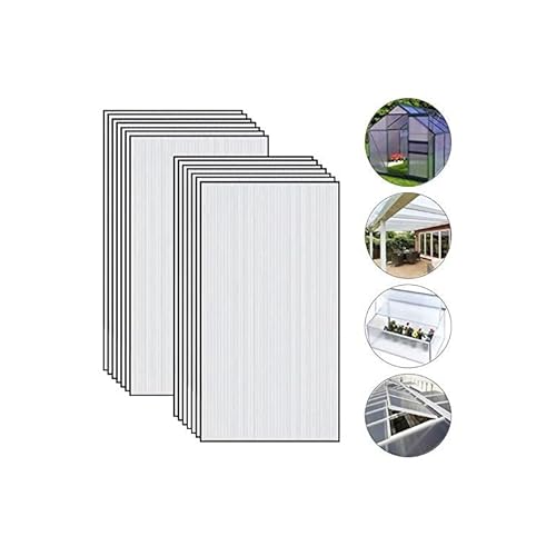 10 Hohlkammerstegplatten aus Polycarbonat, Dicke 4 mm, 121 x 27,5 cm, Klar