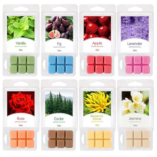 8 unidades de cera aromática para lámpara de fragancia, cubos de cera perfumada, cera aromática para bodas, 100 % cera de soja, vela perfumada para ambientadores, bodas, cumpleaños, día de San