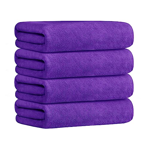 Image of JML Microfiber Bath Towels, 4 Pack, 30 inch x 60 inch, Violet