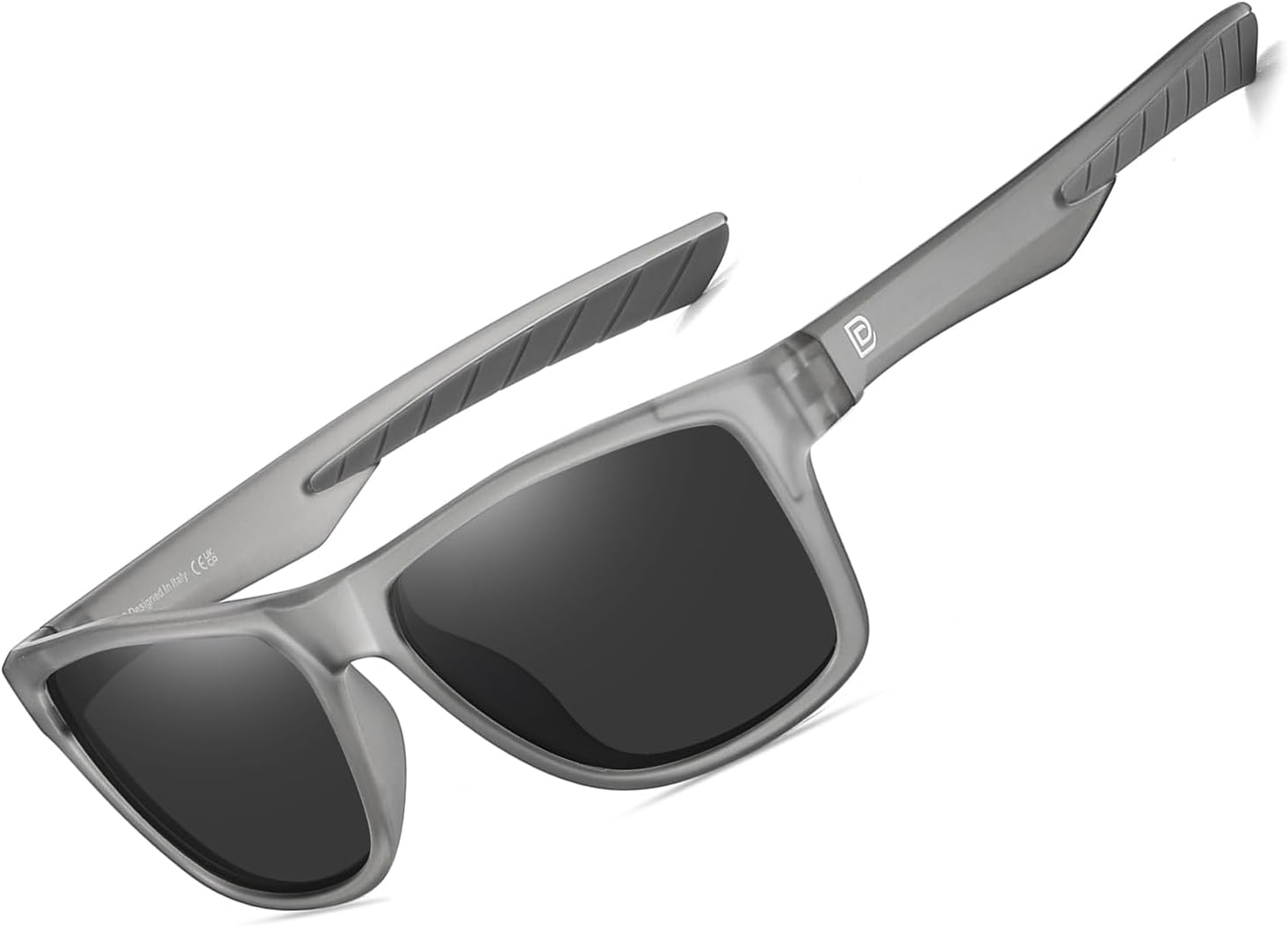 DUCO Polarized Sunglasses for Men Retro Square Shades with UV400 Protection Lightweight for Driving & Running DC6308 (C4 Transparent Gray Frame Gray Lens)