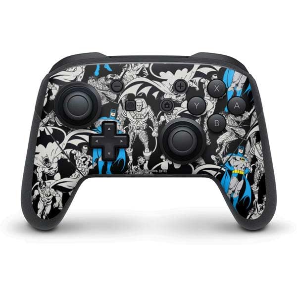 Skinit Decal Gaming Skin Compatible with Nintendo Switch Pro Controller - Officially Licensed DC Comics Batman Vintage Pose Collage Art Design