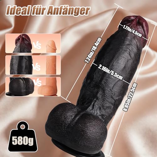 PRONFANS 22.5 * 5.5CM Durchmesser Realistischer Dildo Klassische Dildos Sex Spielzeug für die Frau Paare Solo Mit Starkem Saugnapf Sexspielzeug Analdildo Penis Dildos aus Weichem Silikon Sex Toy braun