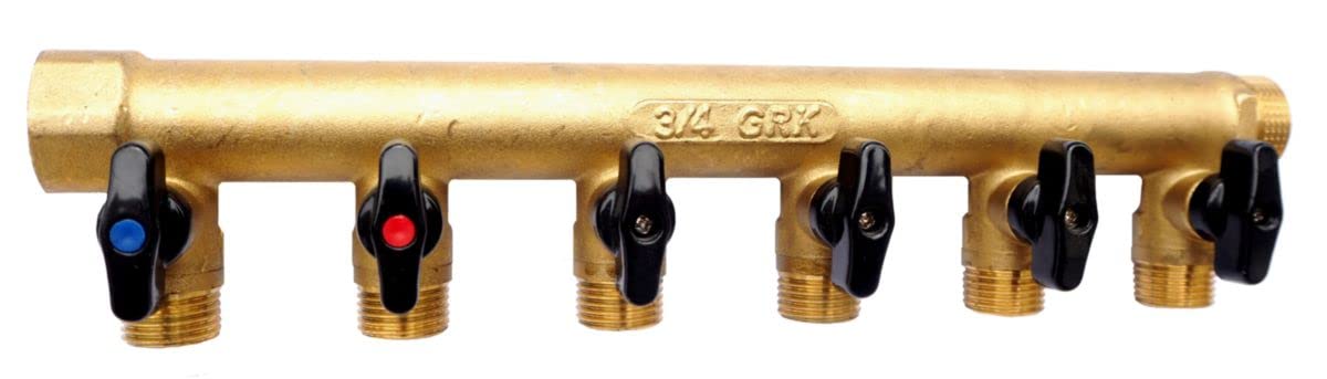 collecteur - male / femelle 20 x 27 - 6 dérivations - mini vannes intégrées - mâle 15 x 21 - grk 958-​1i