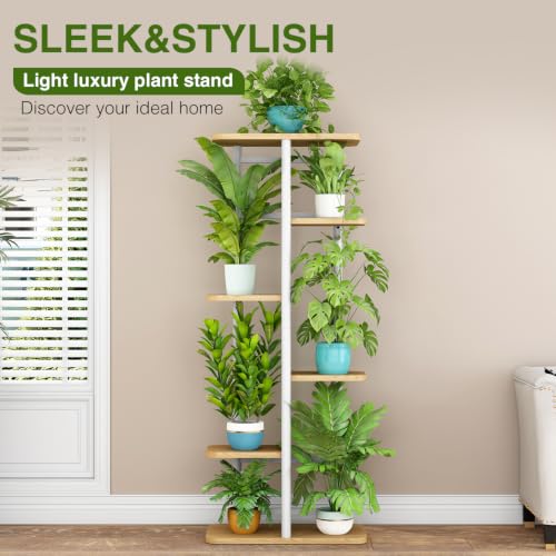 Image of LINZINAR Plant Stand Indoor 6 Tier Metal Corner Tall Flower Shelf