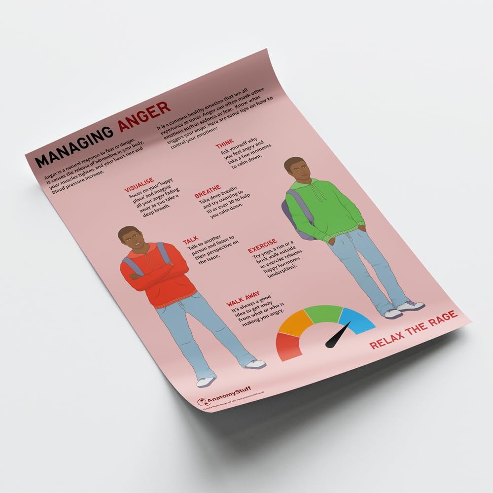 Managing Anger Poster/Diagramm, 45,7 x 61 cm, Unterstützung für emotionale Regulierung, PSHE-Lehrer-Ressource, PSHEE-Lernwerkzeug, Sekundarschulbildung