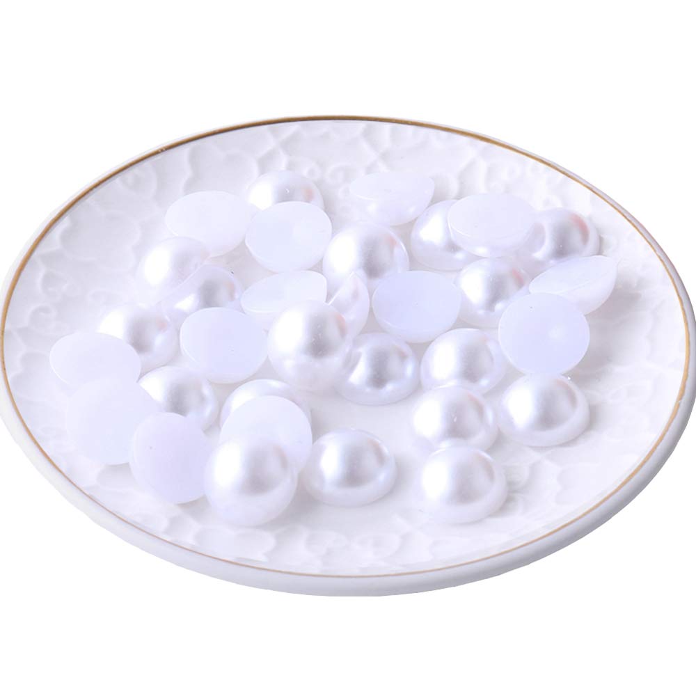 14mm White Cabochon Half Pearl Beads Flatback Faux Dome Round Pearl for DIY Crafts Making 50pcs