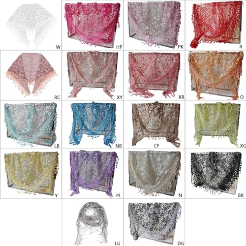 Women Lace Sheer Floral for Triangle Veil Mantilla Scarf Shawl Wrap Tasse CF3