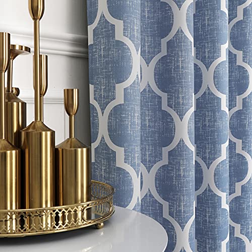 Beauoop Kitchen Cafe Valance Moroccan Tiles Print For Windows Geometric Small Blackout Curtains Room Darkening Rod Pocket Window Treatment For Living Room Bathroom,Blue, 50" W X 18" L, 1 Panel #TOP1
