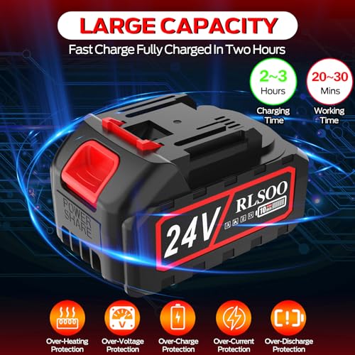 RLSOO Mini Chainsaw 6 Inch Big Battery Powered Replacement, 24V 1500MAH Rechargeable Battery, Replacement Battery for 6-Inch Mini Electric Chain Saw
