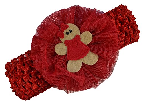 Baby and Toddler Girls Felt Gingerbread Holiday Crochet Headband - Fits Ages Newborn to 5 Years