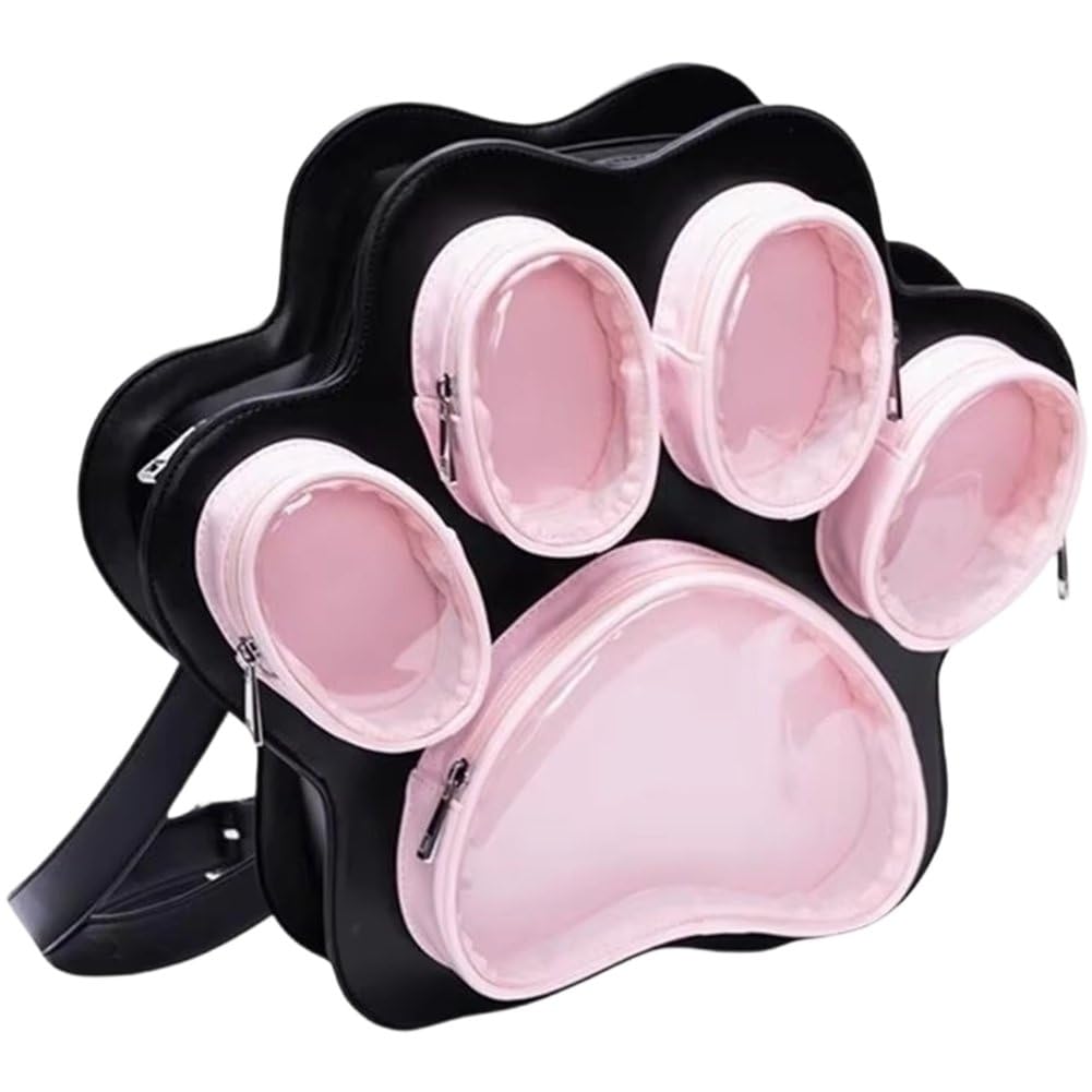 Sac à dos Ita patte de chat kawaii avec poche transparente pour pin's