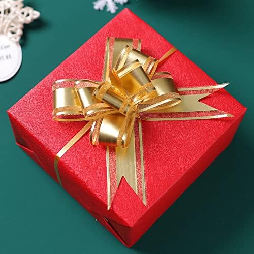 Dishaur 30pcs Large Organza Christmas Pull Bows for Gift Wrapping, 50mm Gold Pulled Bow Ribbons Gift Bows for Present Wedding Car Gift Baskets