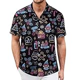 Rioofinx Christmas Hawaiian Shirt for Men Festive Tropical Holiday Button Down Short Sleeve Shirt with Santa Casual Beach Vacation Shirt